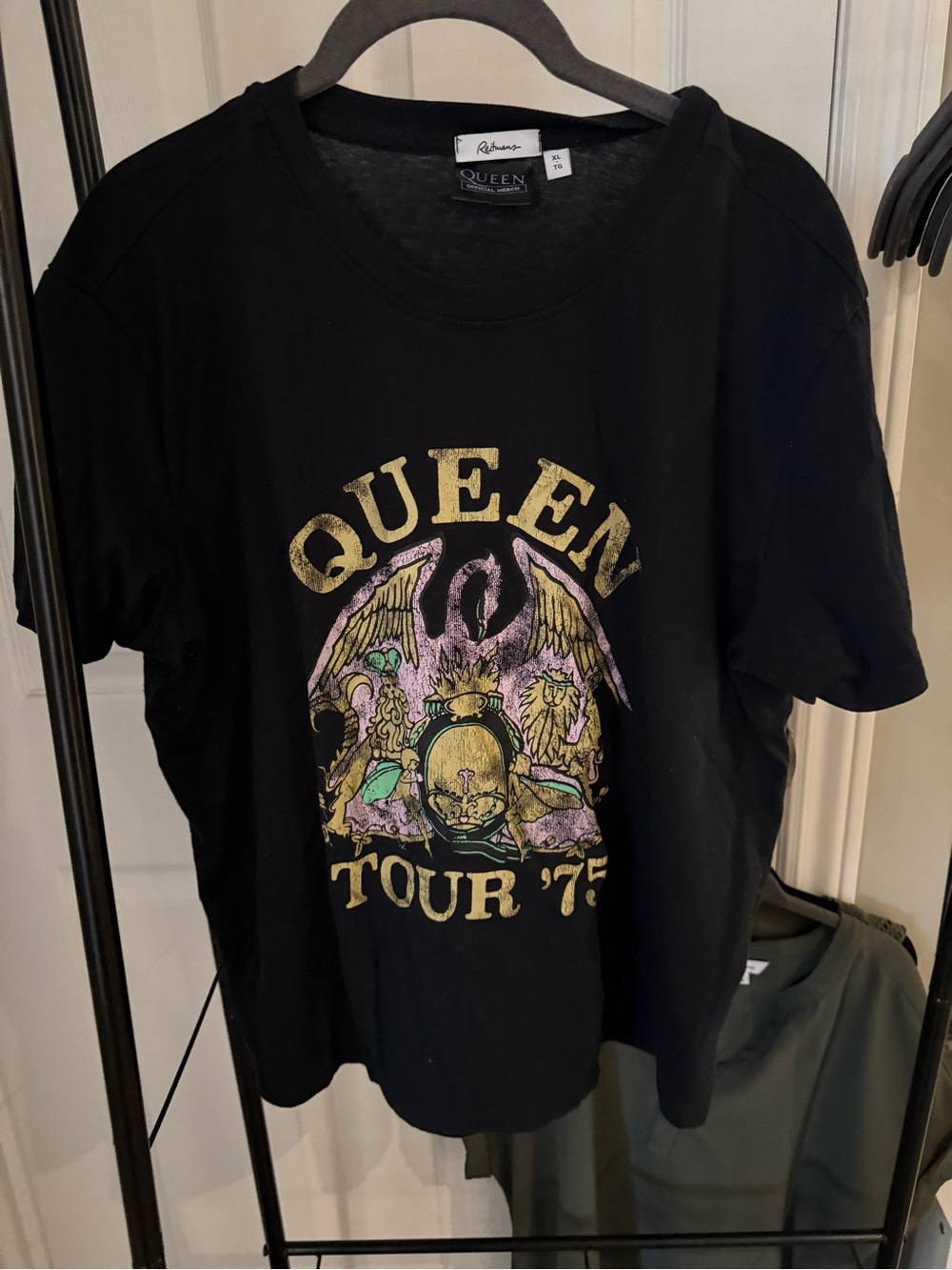Reitmans Black Queen Tour '75 Graphic Tee with Gold and Pastel Accents